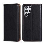 For Samaung Galaxy S22 Ultra 5G Pure Color Magnetic Horizontal Flip Leather Case with Holder & Card Slot & Wallet(Black)