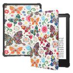 For Amazon Kindle Paperwhite 2021 Painted Voltage Caster Texture TPU Horizontal Flip Tablet Leather Case with Sleep / Wake-up Function(Colorful Butterfly)