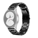 For Samsung Galaxy Watch4 Classic 42mm/46mm Universal Flat Head Three-bead Stainless Steel Watch Band(Black)