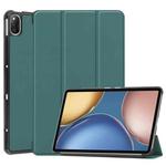 For Honor Tablet V7 Custer Pattern Pure Color Horizontal Flip Tablet Leather Case with Sleep / Wake-up Function & Three-folding Holder(Dark Green)