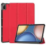 For Honor Tablet V7 Custer Pattern Pure Color Horizontal Flip Tablet Leather Case with Sleep / Wake-up Function & Three-folding Holder(Red)