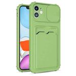 Sliding Camera Cover Design TPU Shockproof Case with Card Slot For iPhone 13 mini(Green)