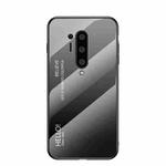 For OnePlus 8 Pro Gradient Color Painted TPU Edge Glass Case(Gradient Black Grey)