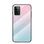 For OnePlus 8T Gradient Color Painted TPU Edge Glass Case(Gradient Pink Blue)