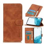 For Samsung Galaxy S22 5G KHAZNEH Retro Texture PU + TPU Horizontal Flip Leather Case with Holder & Card Slots & Wallet(Brown)