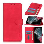 For Samsung Galaxy S22 Ultra 5G KHAZNEH Retro Texture PU + TPU Horizontal Flip Leather Case with Holder & Card Slots & Wallet(Red)