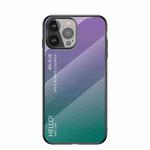 Gradient Color Painted TPU Edge Glass Case For iPhone 13 Pro(Gradient Purple)