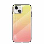 Gradient Color Painted TPU Edge Glass Case For iPhone 13(Gradient Yellow)