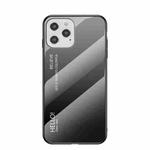 Gradient Color Painted TPU Edge Glass Case For iPhone 12 Pro Max(Gradient Black Grey)