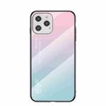 Gradient Color Painted TPU Edge Glass Case For iPhone 12 Pro(Gradient Pink Blue)