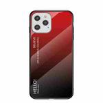 Gradient Color Painted TPU Edge Glass Case For iPhone 12 Pro(Gradient Red)