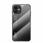 Gradient Color Painted TPU Edge Glass Case For iPhone 12(Gradient Black Grey)