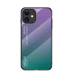 Gradient Color Painted TPU Edge Glass Case For iPhone 12(Gradient Purple)