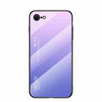 Gradient Color Painted TPU Edge Glass Case For iPhone SE 2022 / SE 2020 / 8 / 7(Gradient Pink Purple)