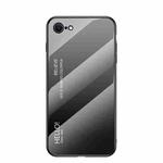 Gradient Color Painted TPU Edge Glass Case For iPhone SE 2022 / SE 2020 / 8 / 7(Gradient Black Grey)