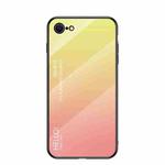Gradient Color Painted TPU Edge Glass Case For iPhone SE 2022 / SE 2020 / 8 / 7(Gradient Yellow)