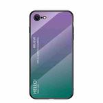 Gradient Color Painted TPU Edge Glass Case For iPhone SE 2022 / SE 2020 / 8 / 7(Gradient Purple)