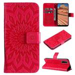 For vivo Y11s/Y12A/Y12s/Y20/Y20A/Y20s/Y20i/Y20G/Y20SG Pressed Printing Sunflower Pattern Horizontal Flip PU Leather Case with Holder & Card Slots & Wallet & Lanyard(Red)