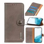 For Samsung Galaxy S22 5G KHAZNEH Cowhide Texture Horizontal Flip Leather Case with Holder & Card Slots & Wallet(Khaki)
