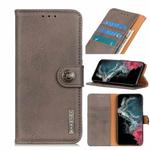 For Samsung Galaxy S22 Ultra 5G KHAZNEH Cowhide Texture Horizontal Flip Leather Case with Holder & Card Slots & Wallet(Khaki)