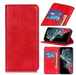 For Samsung Galaxy S22 Ultra 5G Magnetic Crazy Horse Texture Horizontal Flip Leather Case with Holder & Card Slots & Wallet(Red)