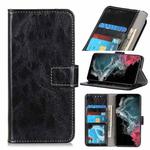 For Samsung Galaxy S22 Ultra 5G Retro Crazy Horse Texture Horizontal Flip Leather Case with Holder & Card Slots & Photo Frame & Wallet(Black)