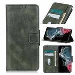 For Samsung Galaxy S22 Ultra 5G Mirren Crazy Horse Texture Horizontal Flip Leather Case with Holder & Card Slots & Wallet(Dark Green)