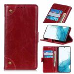 For Samsung Galaxy S22+ 5G Copper Buckle Nappa Texture Horizontal Flip Leather Case with Holder & Card Slots & Wallet(Wine Red)