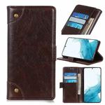 For Samsung Galaxy S22+ 5G Copper Buckle Nappa Texture Horizontal Flip Leather Case with Holder & Card Slots & Wallet(Coffee)