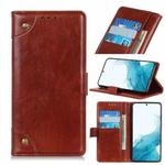 For Samsung Galaxy S22+ 5G Copper Buckle Nappa Texture Horizontal Flip Leather Case with Holder & Card Slots & Wallet(Brown)