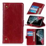 For Samsung Galaxy S22 Ultra 5G Copper Buckle Nappa Texture Horizontal Flip Leather Case with Holder & Card Slots & Wallet(Wine Red)