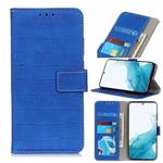For Samsung Galaxy S22 5G Magnetic Crocodile Texture Horizontal Flip Leather Case with Holder & Card Slots & Wallet(Blue)
