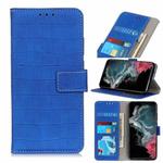 For Samsung Galaxy S22 Ultra 5G Magnetic Crocodile Texture Horizontal Flip Leather Case with Holder & Card Slots & Wallet(Blue)