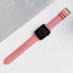Sewing Leather Watch Band For Apple Watch Series 8&7 41mm / SE 2&6&SE&5&4 40mm / 3&2&1 38mm(Pink)