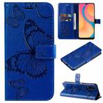 For vivo Y20 / Y20a / Y20s Pressed Printing Butterfly Pattern Horizontal Flip PU Leather Case with Holder & Card Slots & Wallet & Lanyard(Blue)