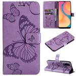 For vivo Y20 / Y20a / Y20s Pressed Printing Butterfly Pattern Horizontal Flip PU Leather Case with Holder & Card Slots & Wallet & Lanyard(Purple)