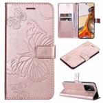 For Xiaomi Mi 11T / 11T Pro Pressed Printing Butterfly Pattern Horizontal Flip PU Leather Case with Holder & Card Slots & Wallet & Lanyard(Rose Gold)