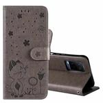For vivo Y21 2021 / Y21s / Y33s Cat Bee Embossing Pattern Shockproof Horizontal Flip Leather Case with Holder & Card Slots & Wallet(Grey)