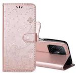 For Xiaomi Mi 11T / 11T Pro Cat Bee Embossing Pattern Shockproof Horizontal Flip Leather Case with Holder & Card Slots & Wallet(Rose Gold)