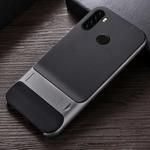 For Xiaomi Redmi Note 8 Plaid Texture Non-slip TPU + PC Case with Holder(Space Gray)