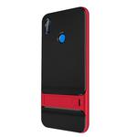 For Xiaomi Redmi Note 6 Pro Plaid Texture Non-slip TPU + PC Case with Holder(Red)