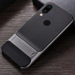 For Xiaomi Redmi Note 7 Plaid Texture Non-slip TPU + PC Case with Holder(Space Gray)