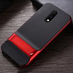 For OnePlus 7 Plaid Texture Non-slip TPU + PC Case with Holder(Red)
