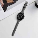 20mm Sewing Plain Weave Small Waist Leather Watch Band(Grey)