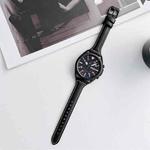 22mm Sewing Plain Weave Small Waist Leather Watch Band(Black)