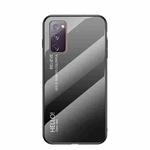 For Samsung Galaxy S20 FE Gradient Color Painted TPU Edge Glass Case(Gradient Black Grey)