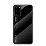 For Samsung Galaxy S20+ Gradient Color Painted TPU Edge Glass Case(Elegant Black)