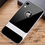 For iPhone XR Crystal Shockproof TPU + PC Case with Holder(Space Silver)