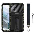 For Samsung Galaxy S21 5G Armor Shockproof Splash-proof Dust-proof Phone Case with Holder(Camouflage)