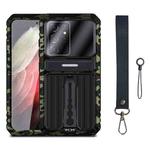 For Samsung Galaxy S21 Ultra 5G Armor Shockproof Splash-proof Dust-proof Phone Case with Holder(Camouflage)